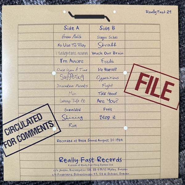 R.T.S. File Under: Punk (Really Fast - Sweden original) (EX) 7"