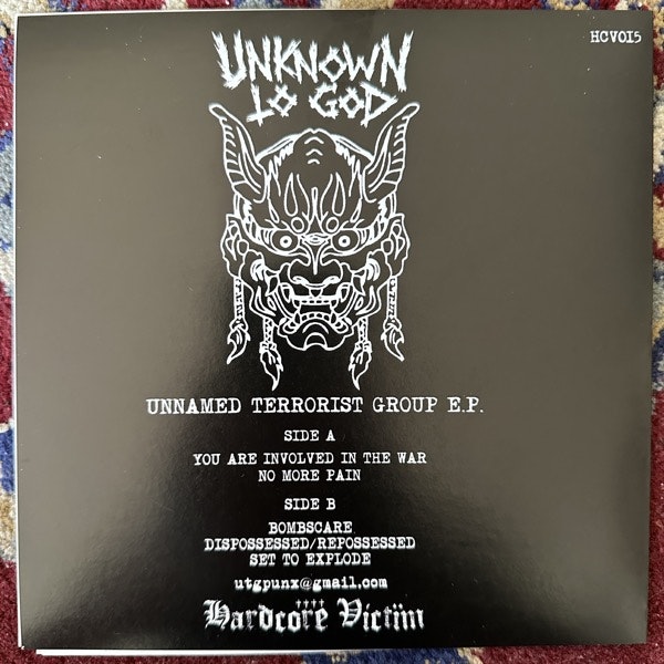 UNKNOWN TO GOD Unnamed Terrorist Group E.P. (Clear vinyl) (Hardcore Victim – Australia original) (NM) 7"