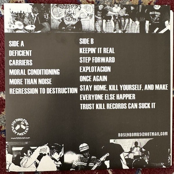 ROSENBOMBS Rosenbombs (625 Thrashcore – USA original) (EX) 7"
