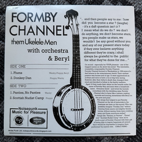 FORMBY CHANNEL The Inimitable (Blue vinyl) (Noise Punk - UK original) (VG+/EX) 7"