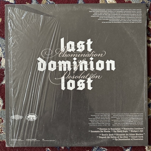 LAST DOMINION LOST Abomination Of Desolation (The Epicurean – Europe original) (EX) LP