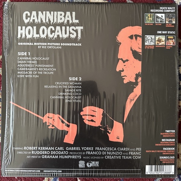 SOUNDTRACK Riz Ortolani – Cannibal Holocaust (Splatter vinyl) (Death Waltz - UK reissue) (EX/NM) LP