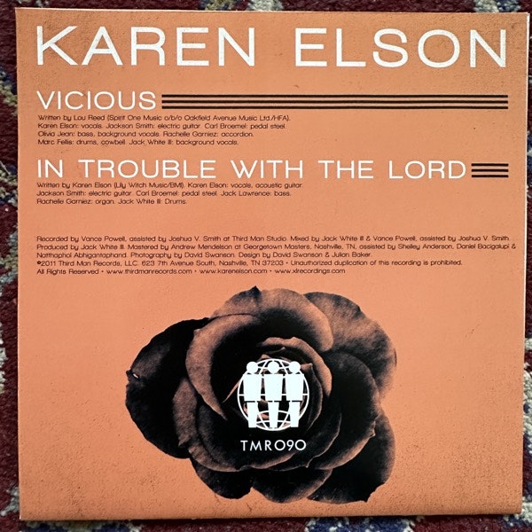 KAREN ELSON Vicious (Third Man - USA original) (EX) 7"