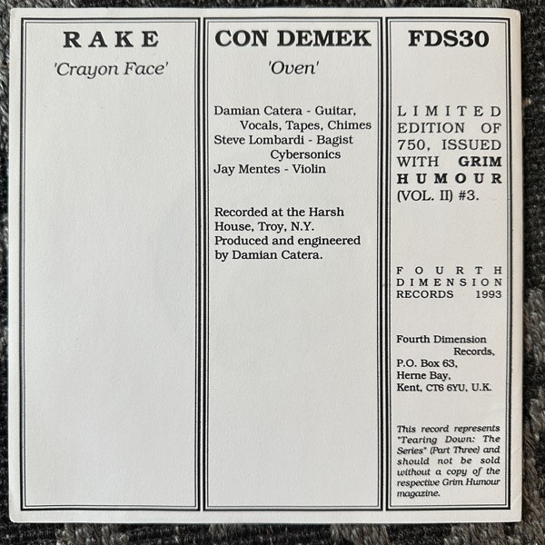 RAKE AND CON DEMEK Grim Humour Presents... (Fourth Dimension - UK original) (EX) 7"