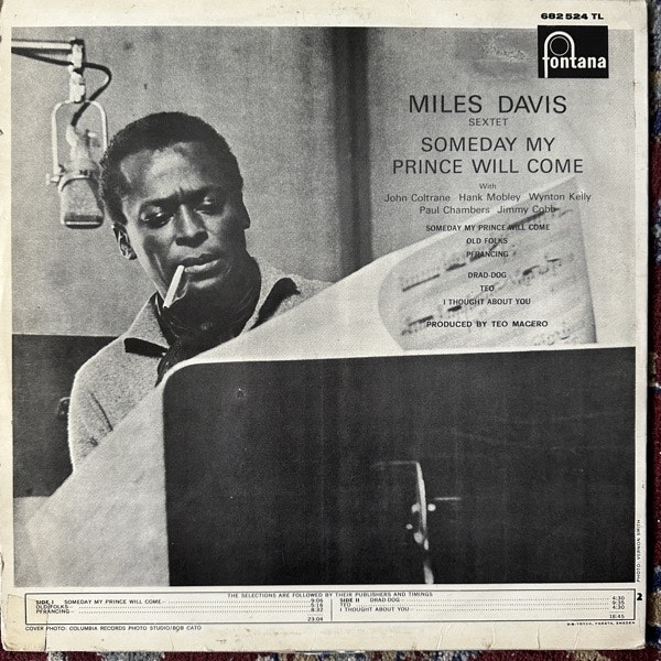 MILES DAVIS SEXTET Someday My Prince Will Come (Fontana - Sweden original) (VG/G) LP