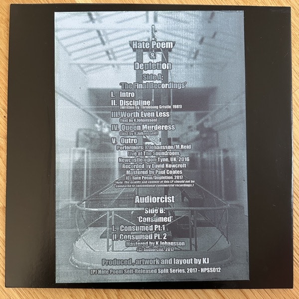 HATE POEM & DEPLETION / AUDIORCIST The Final Recordings / Consumed (Self released - Sweden original) (EX) LP