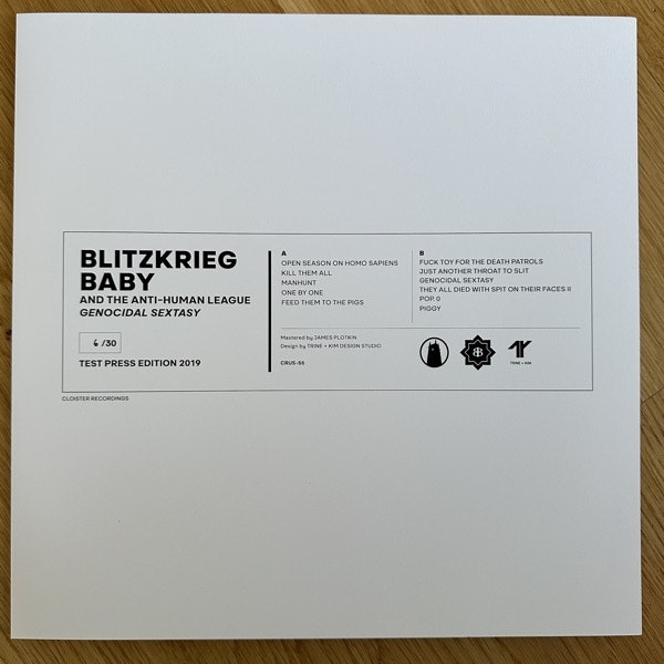 BLITZKRIEG BABY Genocidal Sextasy (Test press) (Cloister - USA original) (NM) LP