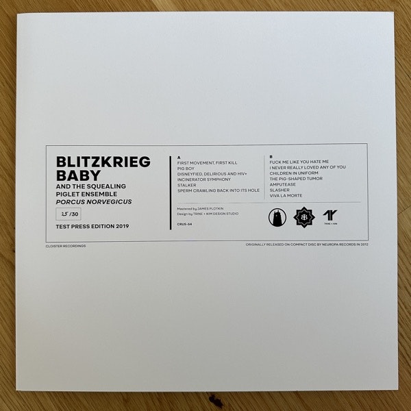 BLITZKRIEG BABY Porcus Norvegicus (Test press) (Cloister - USA original) (NM) LP
