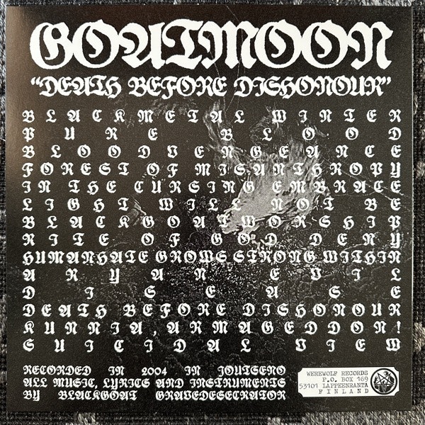 GOATMOON Death Before Dishonour (Werewolf - Finland reissue) (NM) LP