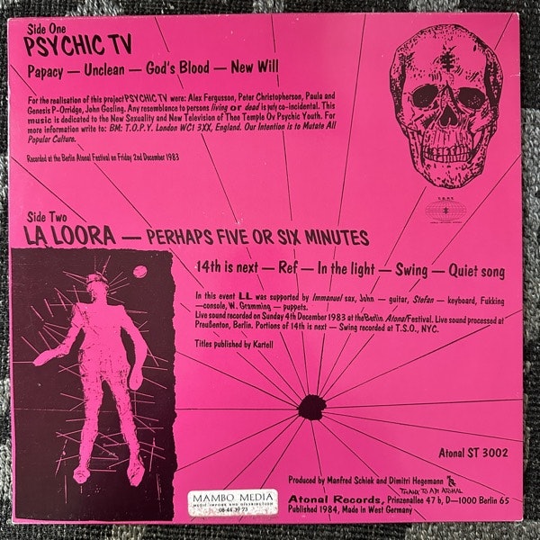 PSYCHIC TV / LA LOORA Berlin Atonal Vol. 2 (Atonal - Germany original) (VG+/VG) LP
