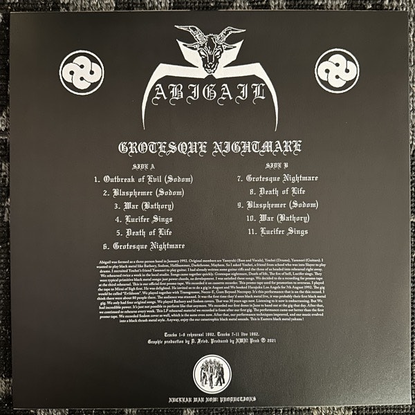 ABIGAIL Grotesque Nightmare (Nuclear War Now! - USA reissue) (NM) LP