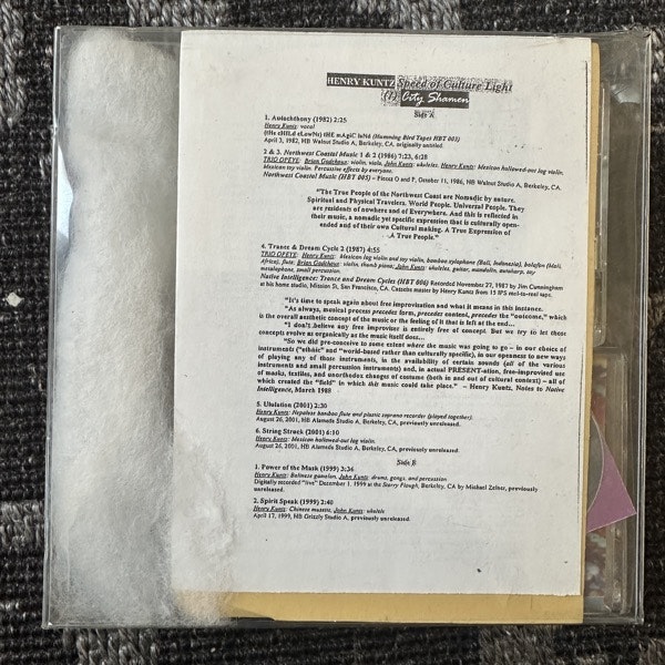 HENRY KUNTZ Speed Of Culture Light (Dreamtime Taped Sounds – Belgium original) (VG+/NM) 4xTAPE BOX