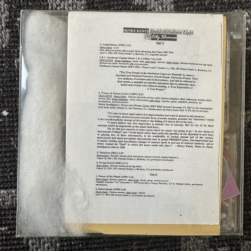 HENRY KUNTZ Speed Of Culture Light (Dreamtime Taped Sounds – Belgium original) (VG+/NM) 4xTAPE BOX