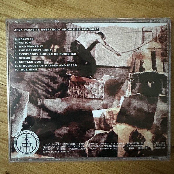 APEX PARASITE Everybody Should Be Punished (Dunkelheit - Germany original) (SS) CD