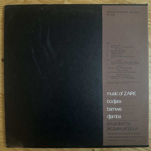 VARIOUS Music Of Zaire Vol. 2 (Folkways - USA original) (VG+) LP
