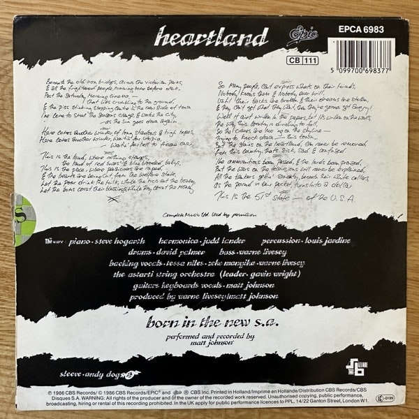 THE THE Heartland (Epic - Europe original) (VG/EX) 7"