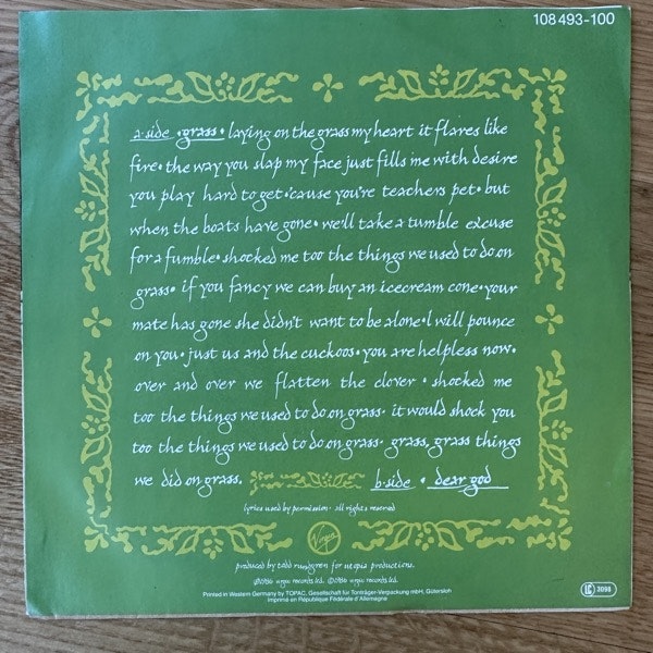 XTC Grass (Virgin - Europe original) (VG+) 7"