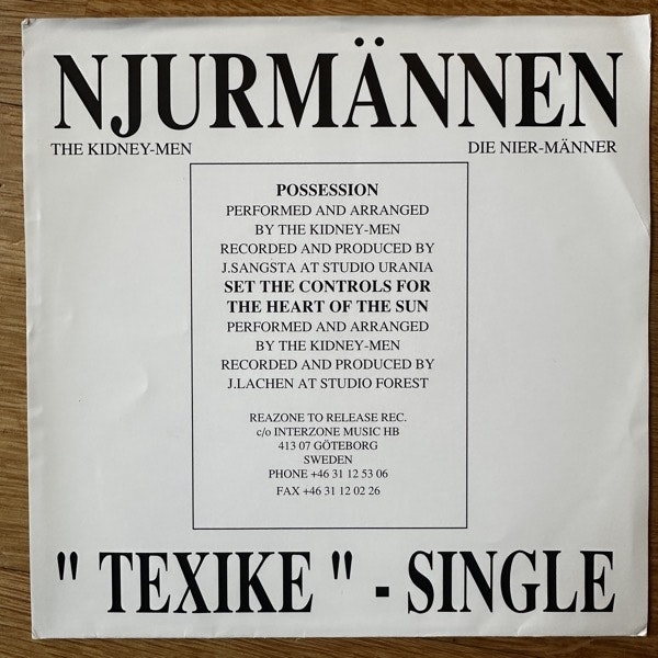NJURMÄNNEN Texike (Reazone To Release - Sweden original) (VG+) 7"