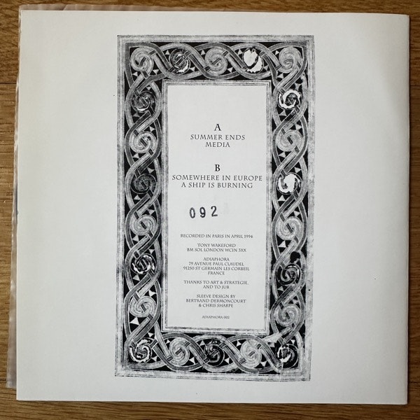 TONY WAKEFORD Summer Ends (Adiaphora – France original) (EX) 7"