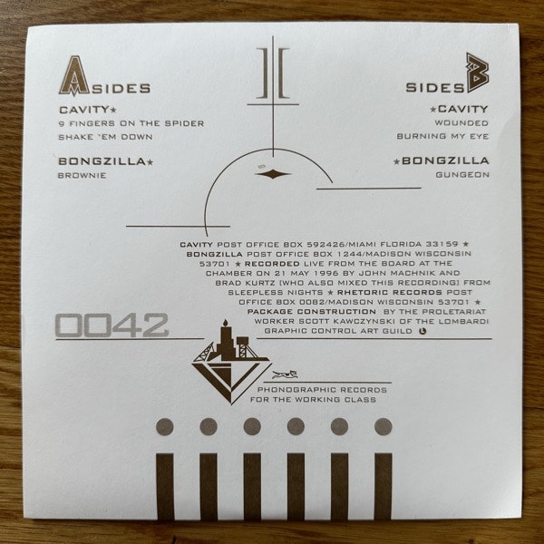 CAVITY & BONGZILLA Live (Rhetoric - USA original) (EX) 2x7"