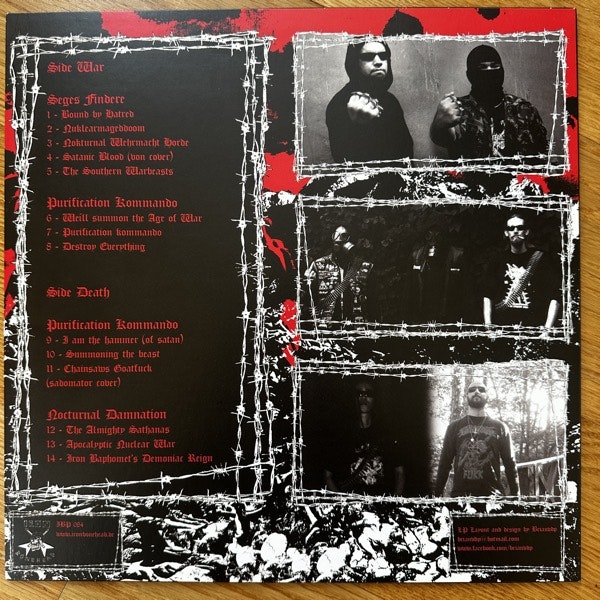 SEGES FINDERE / PURIFICATION KOMMANDO / NOCTURNAL DAMNATION Bloodshed For The Wargods (Nuclear Terrorists) (Iron Bonehead - Germany original) (EX) LP