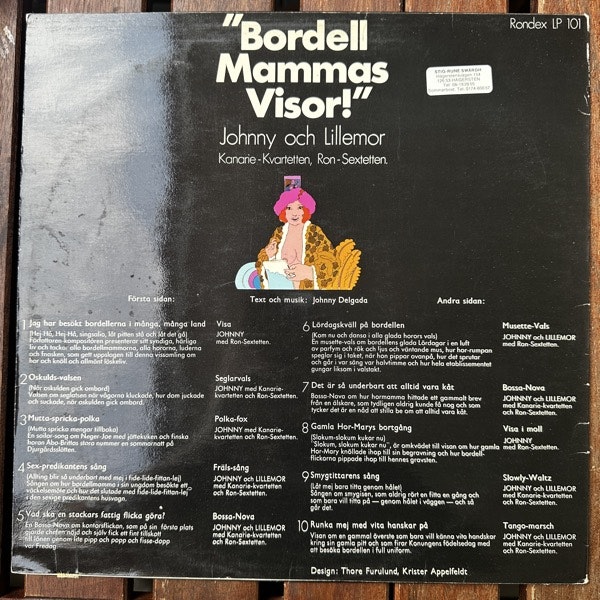 JOHNNY OCH LILLEMOR Bordell Mammas Visor! (Rondex - Sweden original) (VG+/VG) LP