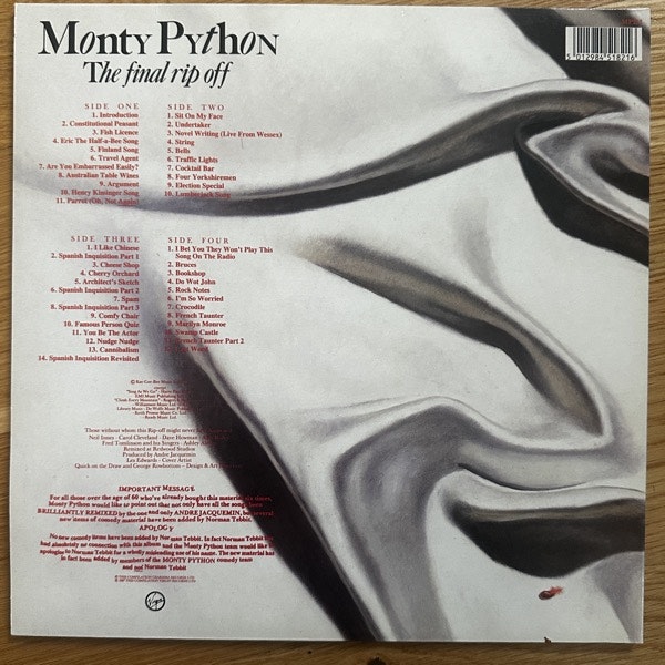 SOUNDTRACK Monty Python – The Final Rip Off (Virgin - UK original) (EX) 2LP