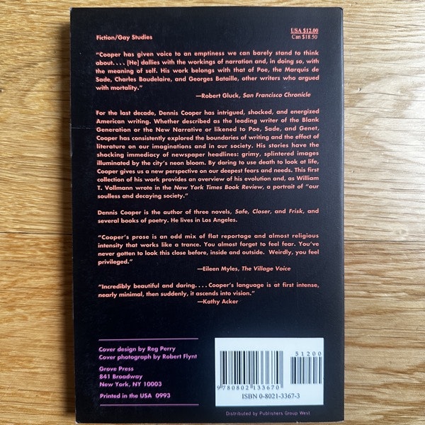 DENNIS COOPER Wrong (Grove) (EX) BOOK