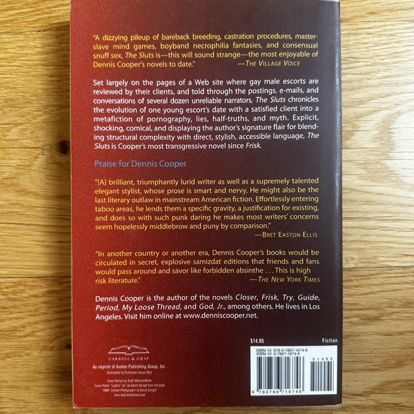 DENNIS COOPER The Sluts (Carroll & Graf 2005) (EX) BOOK