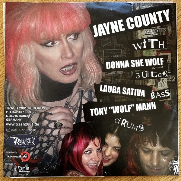 JAYNE COUNTY MEETS THE SHE WOLVES California Über Alles (Green vinyl) (Trash 2001 - Germany original) (VG+/EX) 7"