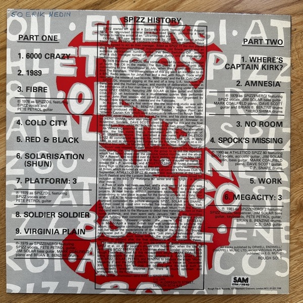 SPIZZENERGI Spizz History (Rough Trade - UK original) (VG+) LP