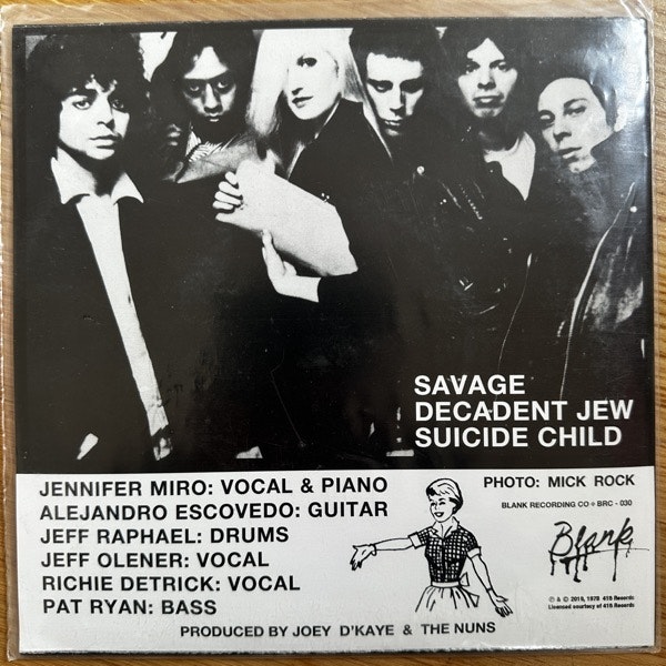 NUNS, the The Nuns (Blue vinyl) (Blank - Australia reissue) (EX/NM) 7"