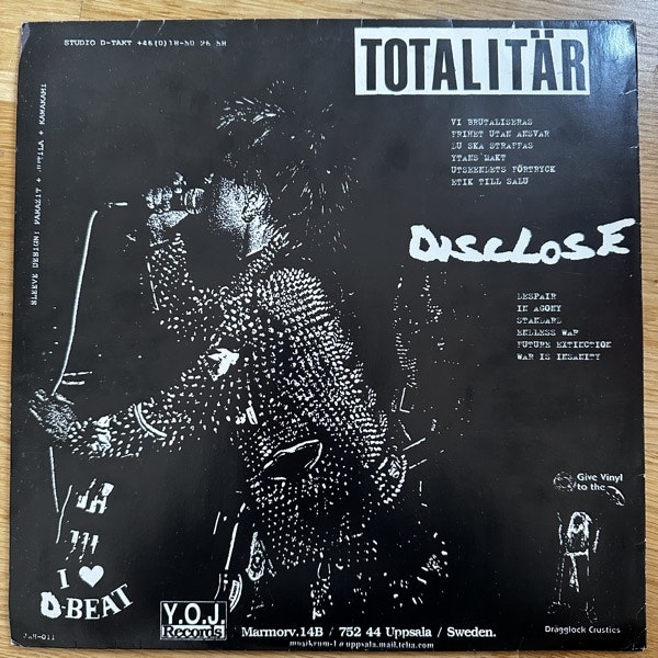 TOTALITÄR / DISCLOSE Split LP (Your Own Jailer - Sweden original) (VG/VG+) LP