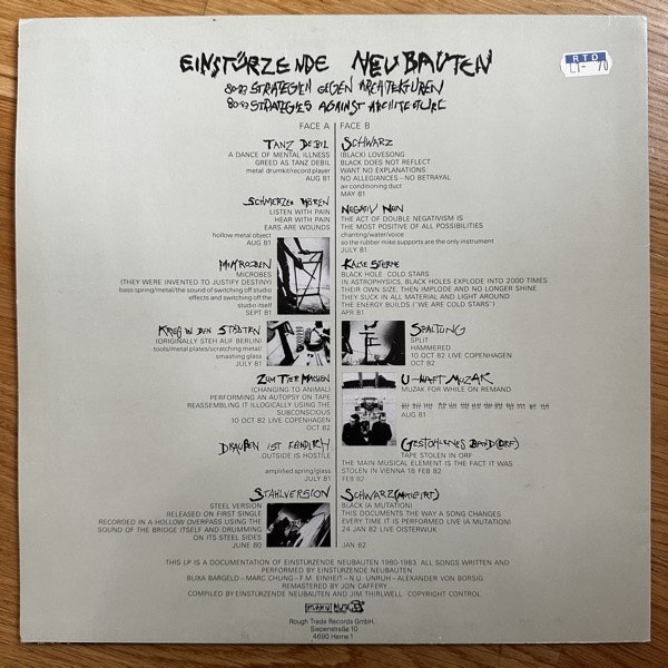 EINSTÜRZENDE NEUBAUTEN 80-83 Strategien Gegen Architekturen (Mute - Germany original) (VG+) LP