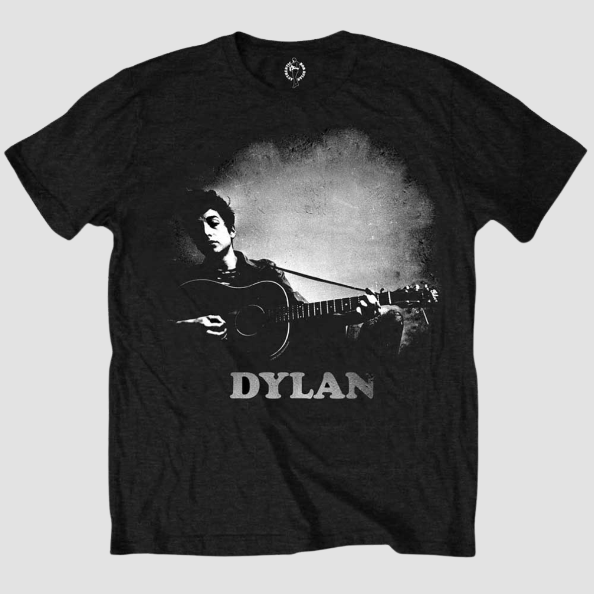 Bob Dylan Unisex T-Shirt: Guitar & Logo (Large)