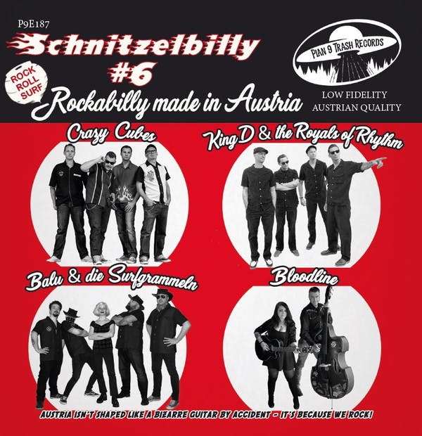 Various - Crazy Cubes, King D and The Royals Of Rhythm, Bloodline , Balu & Die Surfgrammeln ‎– Schnitzelbilly #6 Rockabilly Made in Austria vinyl ep