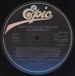 Matthew Wilder – I Don't Speak The Language. LP