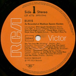 Elvis – Elvis As Recorded At Madison Square Garden. Lp