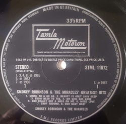 Smokey Robinson & The Miracles – Greatest Hits. lp