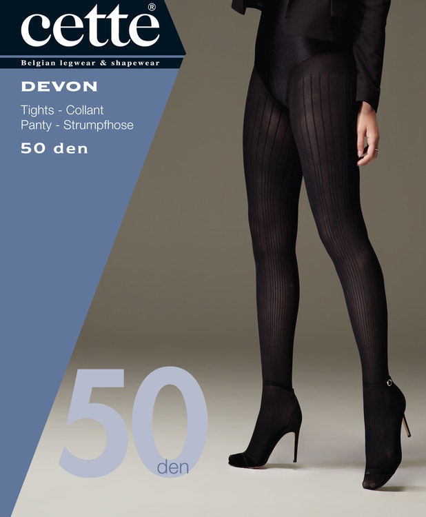 Strumpbyxa ribbmönster 50 den Devon svart 2 XL