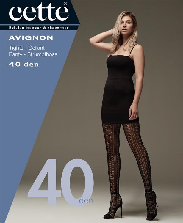 Strumpbyxa i bomull med stickat mönster 40 Avignon 2XL
