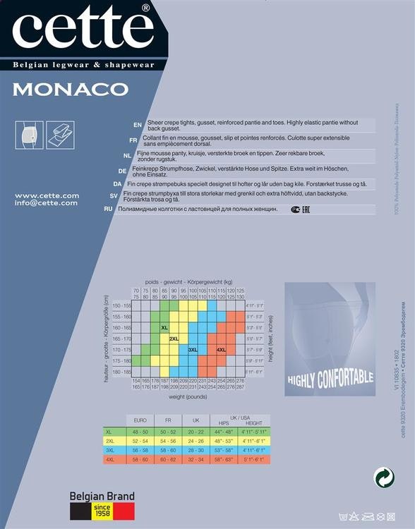 Monaco svart strumpbyxa 20 den Crepe 2xl