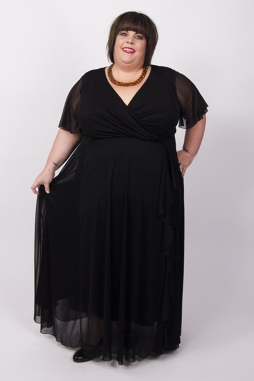 långklänning svart plus size stor storlek för maxidress