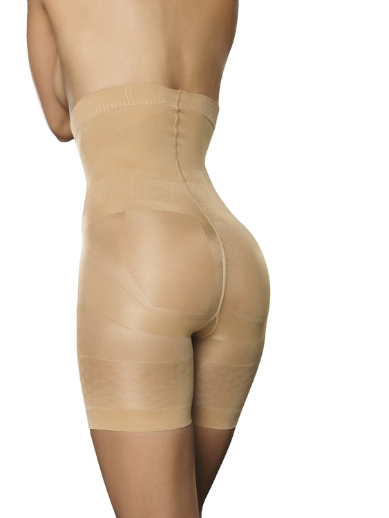 Hög shapingtrosa med ben beige Plus size