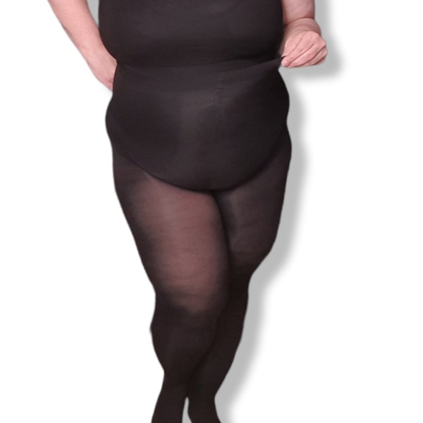 SNYGG SVART STRUMPBYXA I MIKROFIBER STOR MODELL  PLUS SIZE