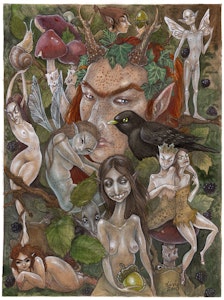 'Blackbird & Blackberries' Original Painting