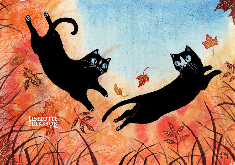'Autumn Kitties' Original Painting