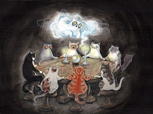 'Calling the Spirits Of Kitties Past' Original Painting