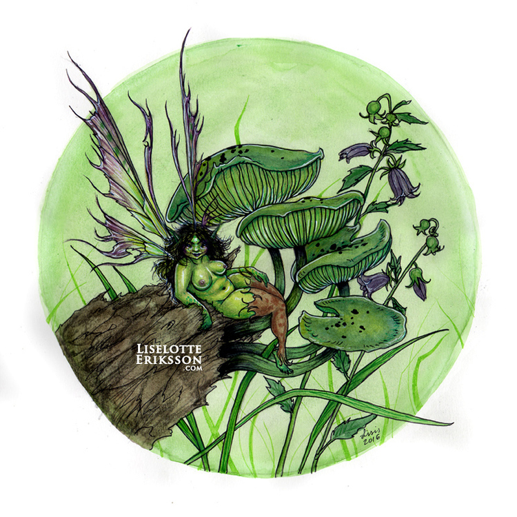 'Green Mushrooms' Print