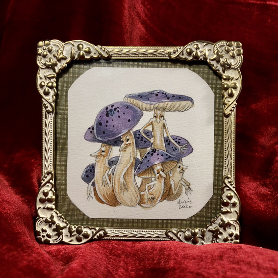 'Mushroom Cluster' Original Framed Painting